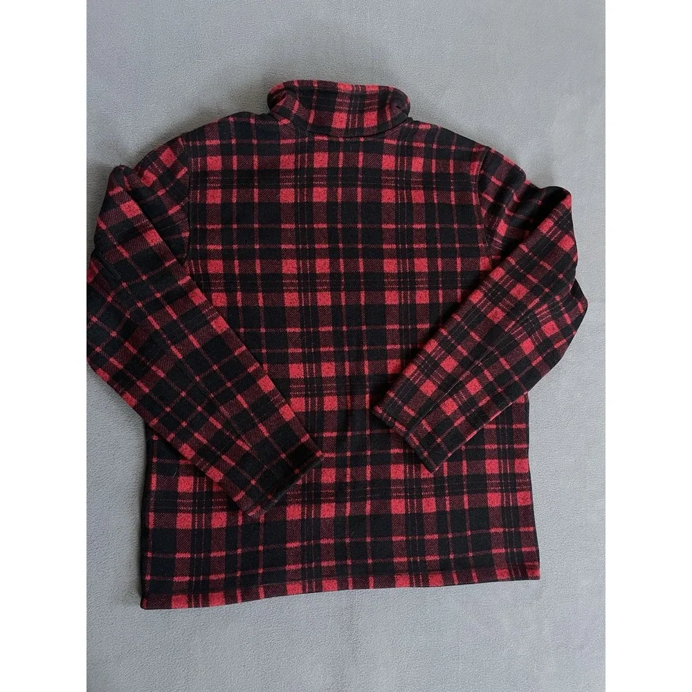 The North Face Men's XL Red Black Buffalo Plaid Fleece Quarter Zip Pullover